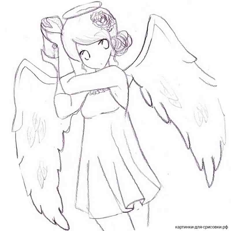 ангел аниме с нимбом (1) - распечатать, скачать бесплатно