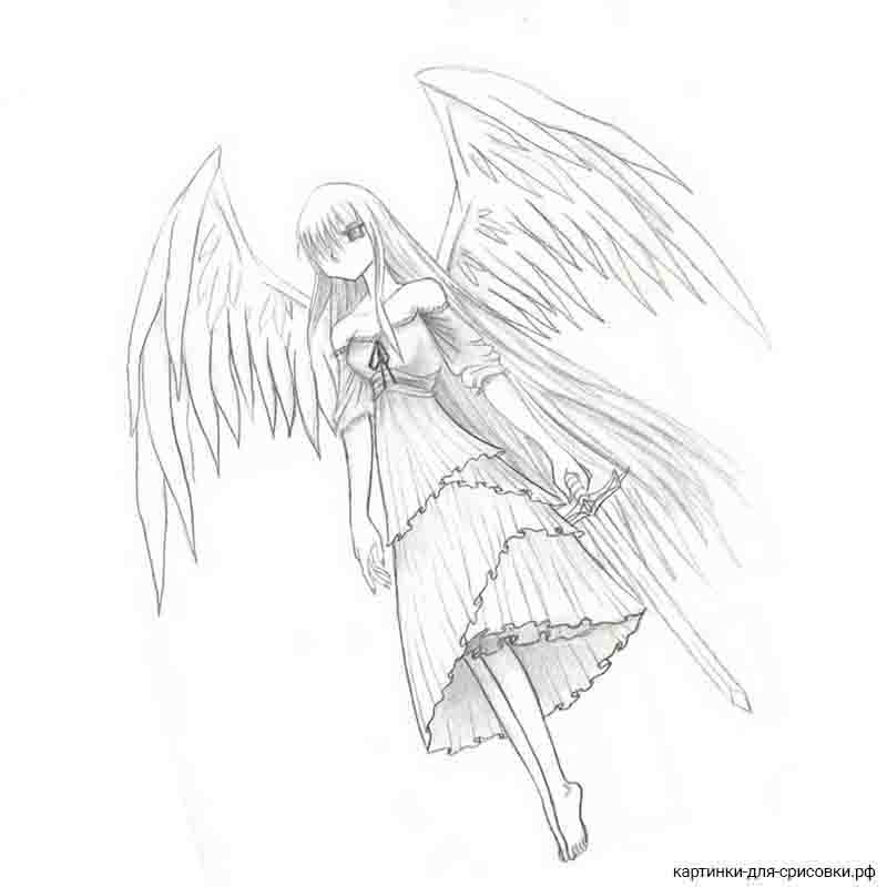 анимешный ангел с кинжалом - распечатать, скачать бесплатно