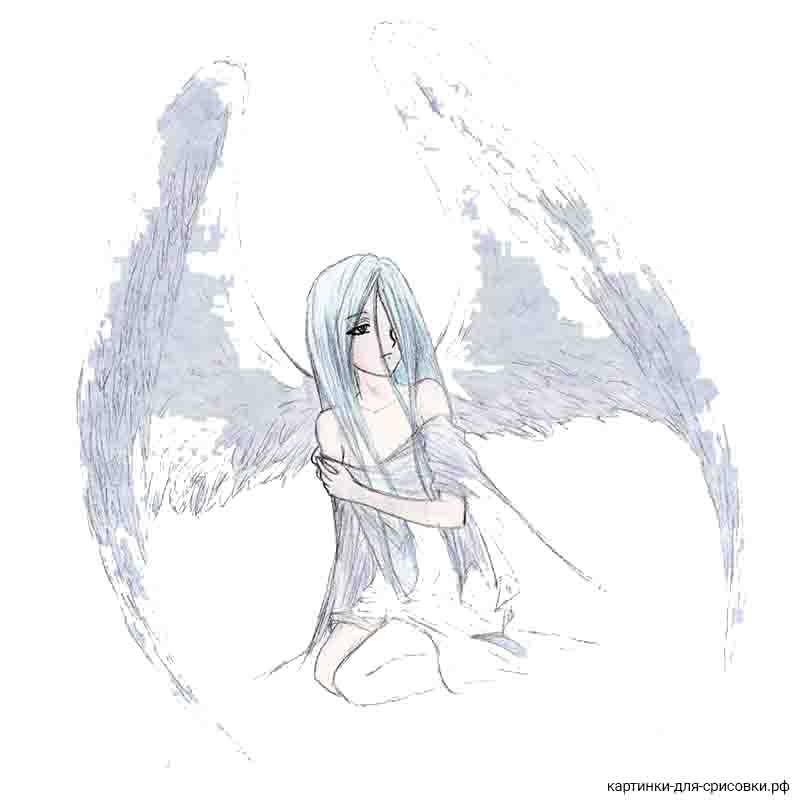грустная девочка ангел аниме - распечатать, скачать бесплатно
