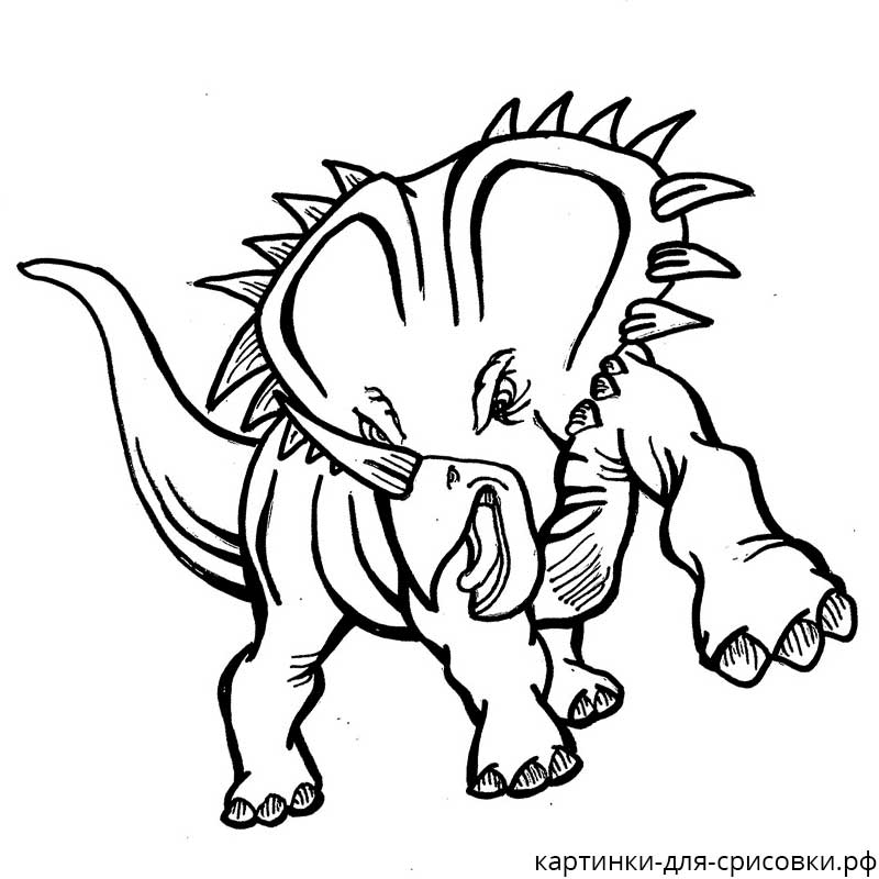 динозавр трицератопс в стойке - распечатать, скачать бесплатно