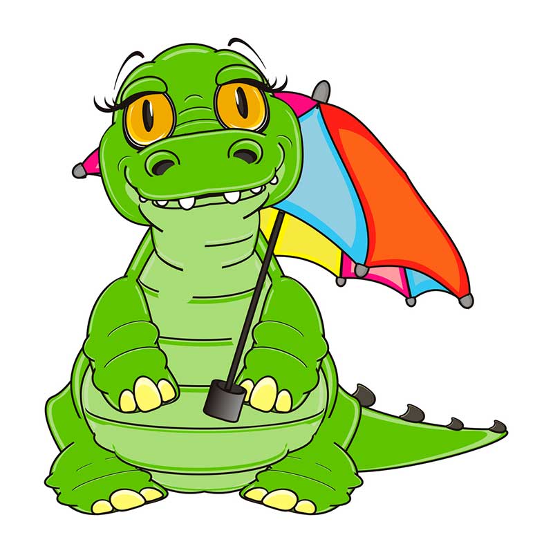 милый дракон с зонтом - распечатать, скачать бесплатно