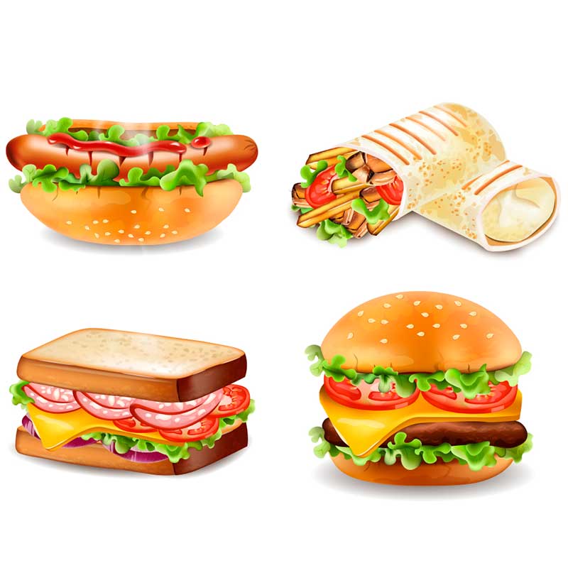 бургеры и бутерброд - распечатать, скачать бесплатно