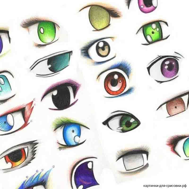 красивые и цветные глаза аниме - распечатать, скачать бесплатно
