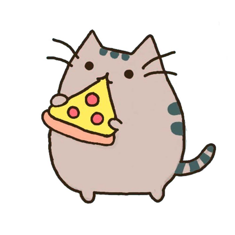 кавайный котик с пиццей - распечатать, скачать бесплатно