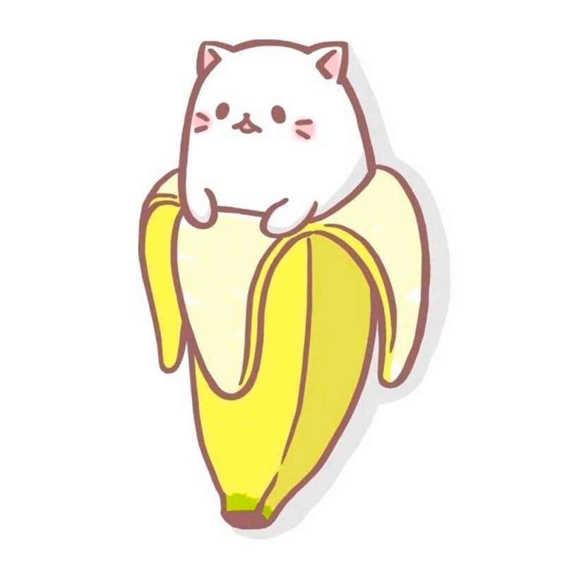кавайный котик в банане - распечатать, скачать бесплатно
