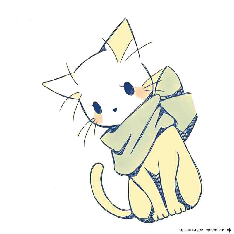 кошка аниме с шарфом - распечатать, скачать бесплатно