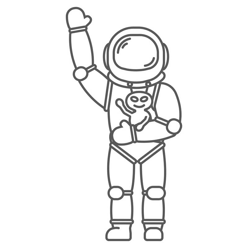 космонавт и маленький инопланетянин - распечатать, скачать бесплатно