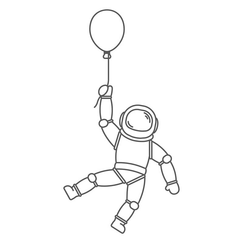 космонавт и шарик - распечатать, скачать бесплатно