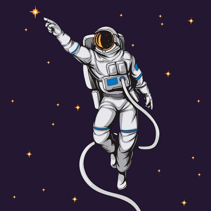космонавт около звезды - распечатать, скачать бесплатно