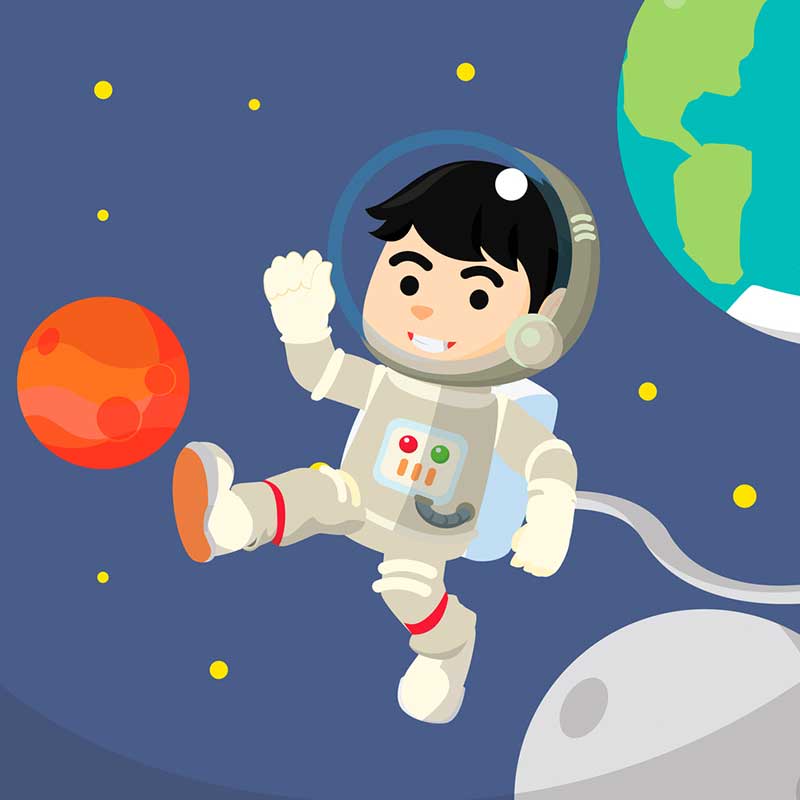 мальчик космонавт шагает по космосу - распечатать, скачать бесплатно