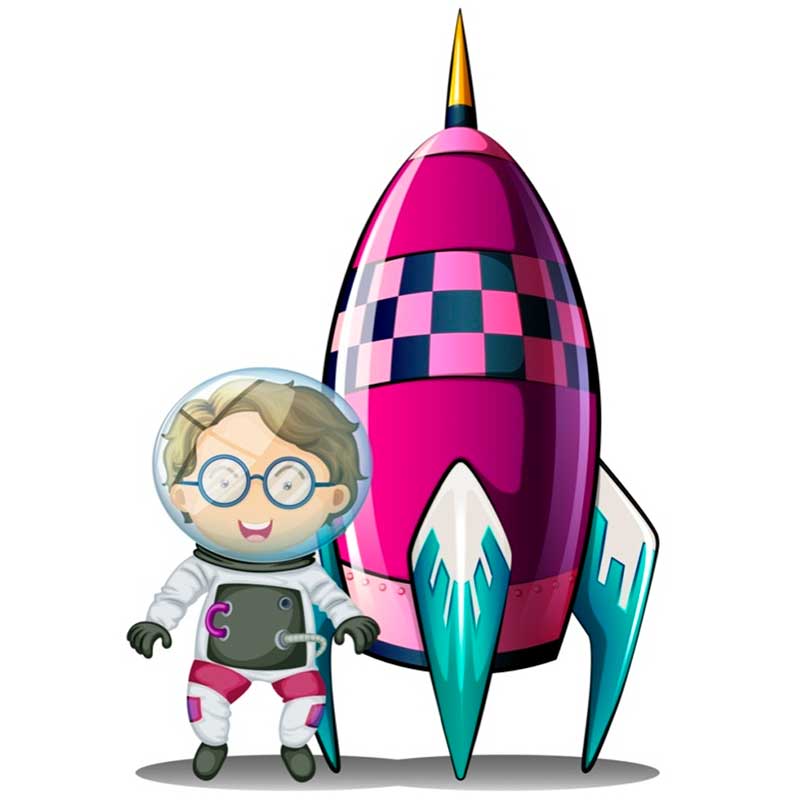 ученый космонавт с ракетой - распечатать, скачать бесплатно