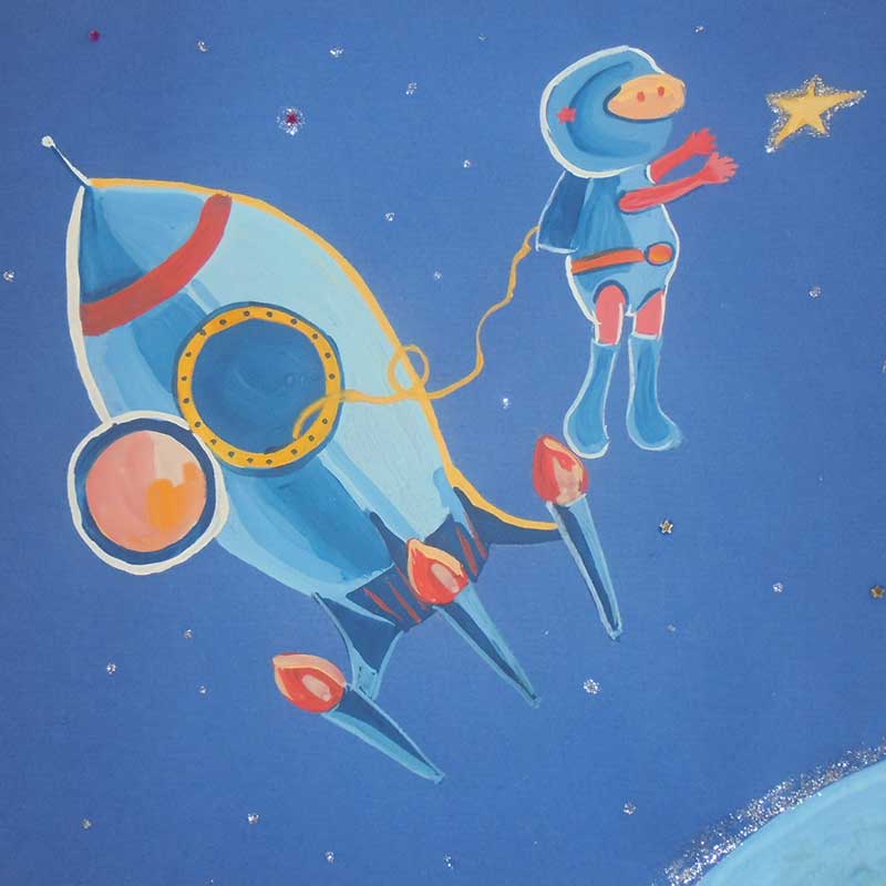 ракета космонавт и звездочка миша 10 лет - распечатать, скачать бесплатно