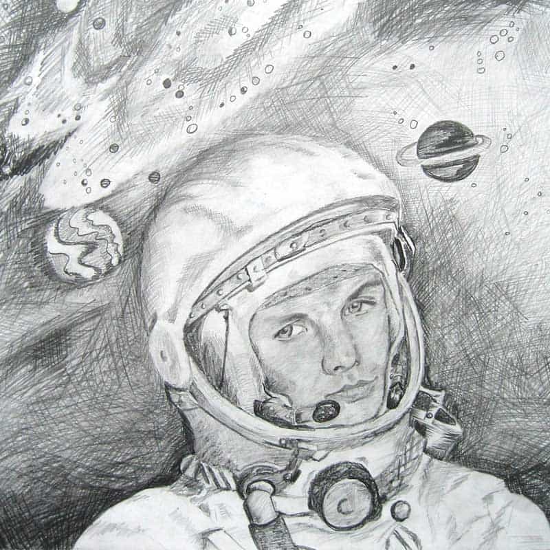 рисунок космонавта карандашом - распечатать, скачать бесплатно