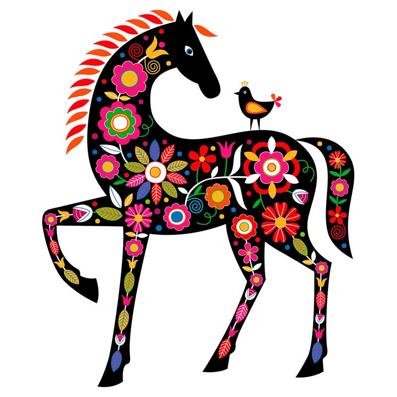 лошадь красивыми красками - распечатать, скачать бесплатно
