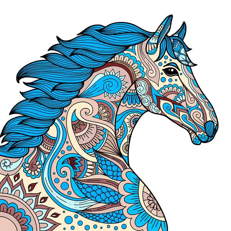 синяя лошадь антистресс - распечатать, скачать бесплатно