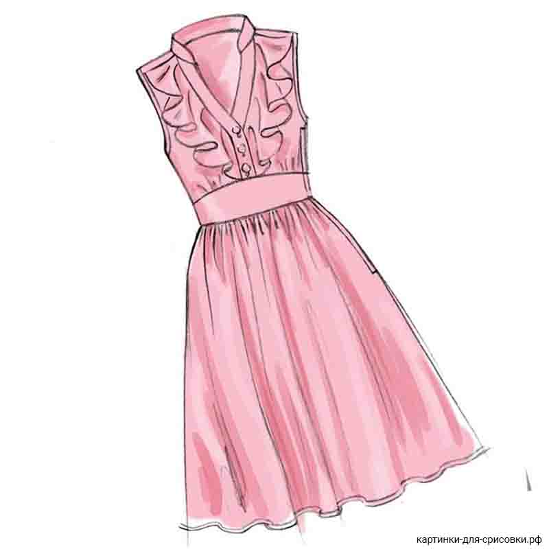 розовое платье с воротником - распечатать, скачать бесплатно