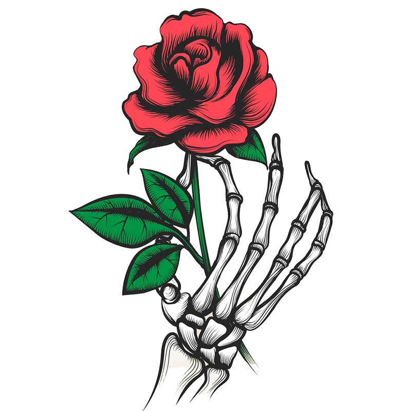 роза с рукой скелета - распечатать, скачать бесплатно