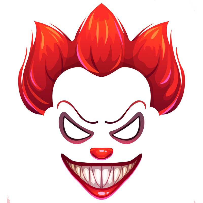 клоун с красными волосами - распечатать, скачать бесплатно