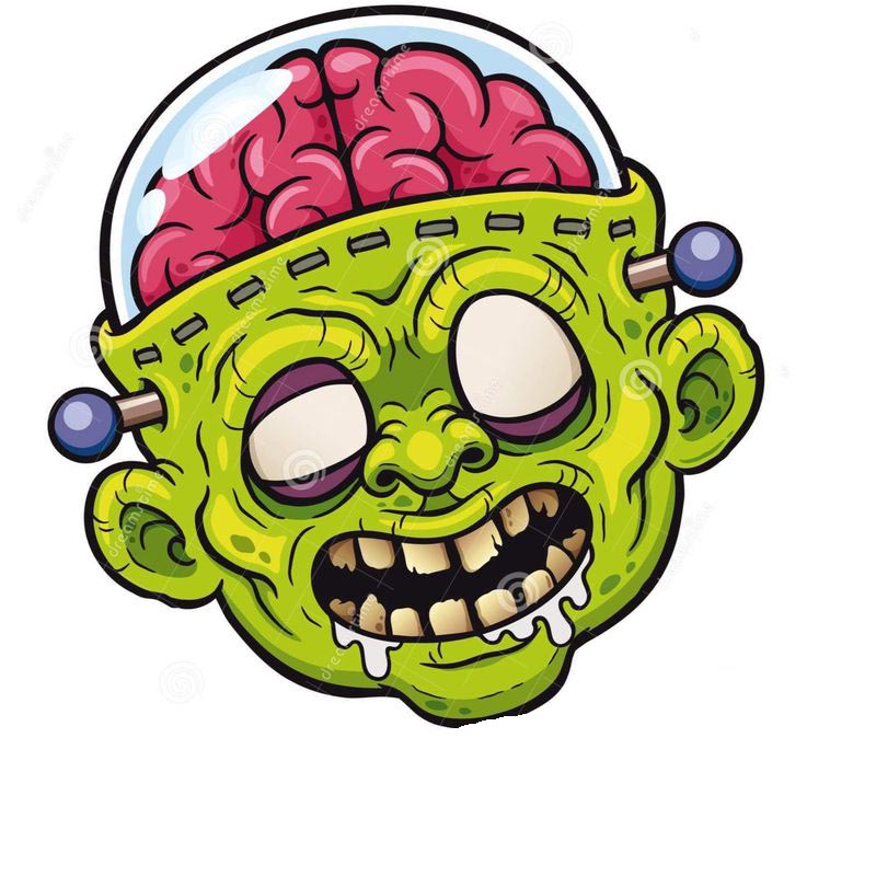 Zombie brain. Голова зомби с мозгами.